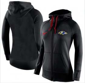 Wholesale Cheap Women\'s Nike Baltimore Ravens Full-Zip Performance Hoodie Black