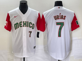 Wholesale Cheap Men\'s Mexico Baseball #7 Julio Urias Number 2023 White Red World Classic Stitched Jersey 55