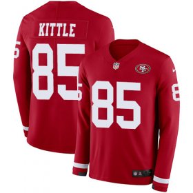 Wholesale Cheap Nike 49ers #85 George Kittle Red Team Color Men\'s Stitched NFL Limited Therma Long Sleeve Jersey