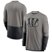 Wholesale Cheap Cincinnati Bengals Nike Sideline Player Performance Long Sleeve T-Shirt Heathered Gray Black