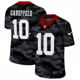 Cheap San Francisco 49ers #10 Jimmy Garoppolo Men\'s Nike 2020 Black CAMO Vapor Untouchable Limited Stitched NFL Jersey