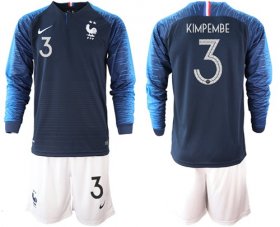 Wholesale Cheap France #3 Kimpembe Home Long Sleeves Soccer Country Jersey