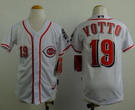 Wholesale Cheap Reds #19 Joey Votto White Cool Base Stitched Youth MLB Jersey