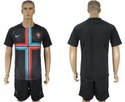 Wholesale Cheap Portugal Blank Black Training Soccer Country Jersey