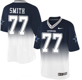 Wholesale Cheap Nike Cowboys #77 Tyron Smith Navy Blue/White Men\'s Stitched NFL Elite Fadeaway Fashion Jersey