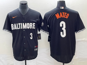 Wholesale Cheap Men's Baltimore Orioles #3 Jorge Mateo Number Black 2023 City Connect Cool Base Stitched Jersey 1