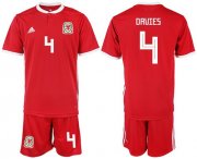 Wholesale Cheap Wales #4 Davies Red Home Soccer Club Jersey