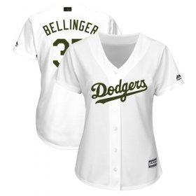 Wholesale Cheap Dodgers #35 Cody Bellinger White 2018 Memorial Day Cool Base Women\'s Stitched MLB Jersey
