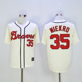 Wholesale Cheap Braves #35 Phil Niekro Cream Throwback Stitched MLB Jersey