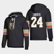 Wholesale Cheap Vegas Golden Knights #24 Oscar Lindberg Black adidas Lace-Up Pullover Hoodie