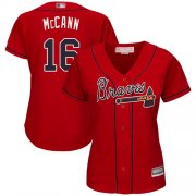 Wholesale Cheap Braves #16 Brian McCann Red Alternate Women's Stitched MLB Jersey
