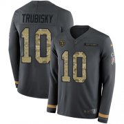 Wholesale Cheap Nike Bears #10 Mitchell Trubisky Anthracite Salute to Service Men's Stitched NFL Limited Therma Long Sleeve Jersey