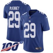 Wholesale Cheap Nike Giants #29 Xavier McKinney Royal Blue Team Color Men's Stitched NFL 100th Season Vapor Untouchable Limited Jersey