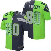 Wholesale Cheap Nike Seahawks #80 Steve Largent Steel Blue/Green Men's Stitched NFL Elite Split Jersey