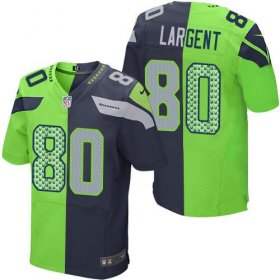 Wholesale Cheap Nike Seahawks #80 Steve Largent Steel Blue/Green Men\'s Stitched NFL Elite Split Jersey