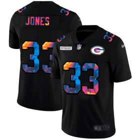 Cheap Green Bay Packers #33 Aaron Jones Men\'s Nike Multi-Color Black 2020 NFL Crucial Catch Vapor Untouchable Limited Jersey
