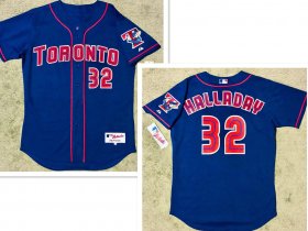 Wholesale Cheap Men\'s Toronto Blue Jays #32 Roy Halladay Alternate Blue MLB Jersey