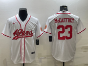 Wholesale Cheap Men's San Francisco 49ers #23 Christian McCaffrey White With Patch Cool Base Stitched Baseball Jersey
