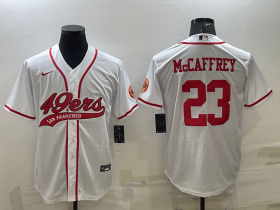 Wholesale Cheap Men\'s San Francisco 49ers #23 Christian McCaffrey White With Patch Cool Base Stitched Baseball Jersey
