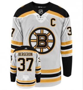Wholesale Cheap Men\'s BOSTON BRUINS #37 PATRICE BERGERON with C patch ADIDAS AUTHENTIC AWAY WHITE NHL HOCKEY JERSEY