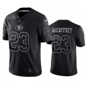 Wholesale Cheap Men's San Francisco 49ers #23 Christian McCaffrey Black Reflective Limited Stitched Football Jersey