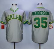 Wholesale Cheap Mitchell And Ness Athletics #35 Rickey Henderson Grey Stitched MLB Jersey