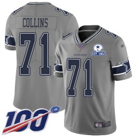 Wholesale Cheap Nike Cowboys #71 La\'el Collins Gray Men\'s Stitched With Established In 1960 Patch NFL Limited Inverted Legend 100th Season Jersey