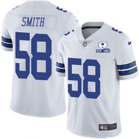 Wholesale Cheap Nike Cowboys #58 Aldon Smith White Men\'s Stitched With Established In 1960 Patch NFL Vapor Untouchable Limited Jersey