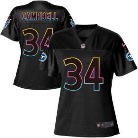 Wholesale Cheap Nike Titans #34 Earl Campbell Black Women\'s NFL Fashion Game Jersey