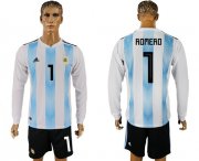Wholesale Cheap Argentina #1 Romero Home Long Sleeves Soccer Country Jersey