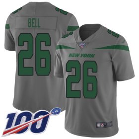 Wholesale Cheap Nike Jets #26 Le\'Veon Bell Gray Men\'s Stitched NFL Limited Inverted Legend 100th Season Jersey