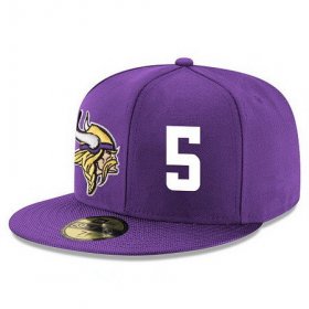 Wholesale Cheap Minnesota Vikings #5 Teddy Bridgewater Snapback Cap NFL Player Purple with White Number Stitched Hat