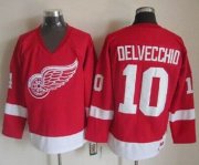 Wholesale Cheap Red Wings #10 Alex Delvecchio Red CCM Throwback Stitched NHL Jersey