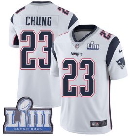 Wholesale Cheap Nike Patriots #23 Patrick Chung White Super Bowl LIII Bound Men\'s Stitched NFL Vapor Untouchable Limited Jersey