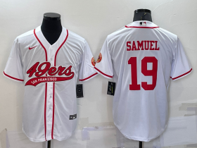 Wholesale Men\'s San Francisco 49ers #19 Deebo Samuel White Stitched Cool Base Nike Baseball Jersey