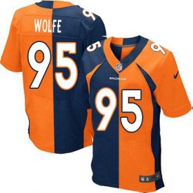 Wholesale Cheap Nike Broncos #95 Derek Wolfe Orange/Navy Blue Men\'s Stitched NFL Elite Split Jersey