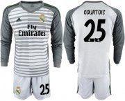 Wholesale Cheap Real Madrid #25 Courtois Grey Goalkeeper Long Sleeves Soccer Club Jersey