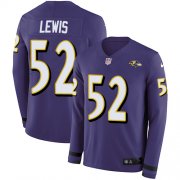 Wholesale Cheap Nike Ravens #52 Ray Lewis Purple Team Color Men's Stitched NFL Limited Therma Long Sleeve Jersey