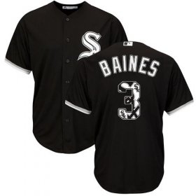 Wholesale Cheap White Sox #3 Harold Baines Black Team Logo Fashion Stitched MLB Jersey