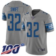 Wholesale Cheap Nike Lions #32 D'Andre Swift Gray Youth Stitched NFL Limited Inverted Legend 100th Season Jersey