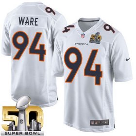 Wholesale Cheap Nike Broncos #94 DeMarcus Ware White Super Bowl 50 Men\'s Stitched NFL Game Event Jersey