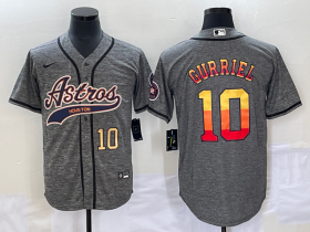 Wholesale Cheap Men\'s Houston Astros #10 Yuli Gurriel Number Grey Gridiron Cool Base Stitched Baseball Jersey