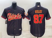 Wholesale Cheap Men's Kansas City Chiefs #87 Travis Kelce Black With Patch Cool Base Stitched Baseball Jersey