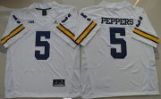 Wholesale Cheap Men's Michigan Wolverines #5 Jabrill Peppers White Stitched NCAA Brand Jordan College Football Jersey