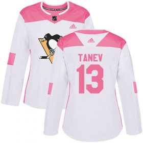 Wholesale Cheap Adidas Penguins #13 Brandon Tanev White/Pink Authentic Fashion Women\'s Stitched NHL Jersey