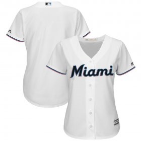 Wholesale Cheap Marlins White Majestic Women\'s Home 2019 Official Cool Base Stitched MLB Jersey