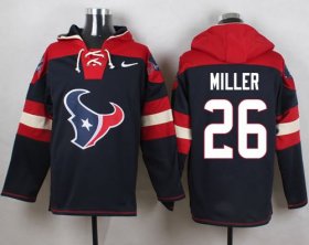 Wholesale Cheap Nike Texans #26 Lamar Miller Navy Blue Player Pullover NFL Hoodie