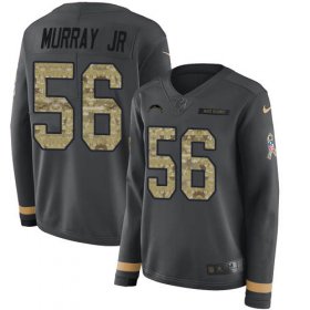 Wholesale Cheap Nike Chargers #56 Kenneth Murray Jr Anthracite Salute to Service Women\'s Stitched NFL Limited Therma Long Sleeve Jersey