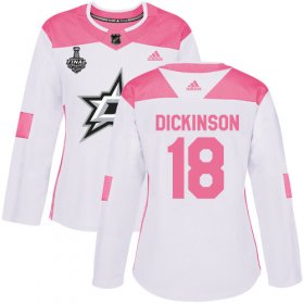 Cheap Adidas Stars #18 Jason Dickinson White/Pink Authentic Fashion Women\'s 2020 Stanley Cup Final Stitched NHL Jersey