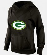 Wholesale Cheap Women's Green Bay Packers Logo Pullover Hoodie Black
